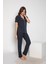 Kadın Kısa Kol Gömlek Yaka Lacivert Pijama Takımı C3T5N2O-048 4