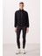 Siyah Yumuşak Dokulu Dik Yaka Oversize Kargo Cepli Kadın Crop Top Sweatshirt - 97301 4