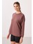 Kahverengi Yumuşak Dokulu O Yaka Rahat Form Kadın Tunik Sweatshirt - 97305 1