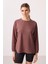 Kahverengi Yumuşak Dokulu O Yaka Rahat Form Kadın Tunik Sweatshirt - 97305 4