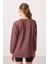 Kahverengi Yumuşak Dokulu O Yaka Rahat Form Kadın Tunik Sweatshirt - 97305 5