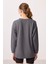 Koyu Gri Yumuşak Dokulu O Yaka Rahat Form Kadın Tunik Sweatshirt - 97305 3