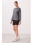 Koyu Gri Yumuşak Dokulu O Yaka Rahat Form Kadın Tunik Sweatshirt - 97305 5