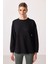 Siyah Yumuşak Dokulu O Yaka Rahat Form Kadın Tunik Sweatshirt - 97305 1