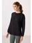 Siyah Yumuşak Dokulu O Yaka Rahat Form Kadın Tunik Sweatshirt - 97305 4