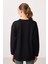 Siyah Yumuşak Dokulu O Yaka Rahat Form Kadın Tunik Sweatshirt - 97305 5