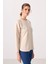 Bej Yumuşak Dokulu O Yaka Rahat Form Kadın Tunik Sweatshirt - 97305 4