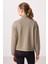 Koyu Bej Yumuşak Dokulu Dik Yaka Oversize Kargo Cepli Kadın Crop Top Sweatshirt - 97301 5