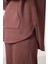 Kahverengi Yumuşak Dokulu Kapüşonlu Oversize Kadın Tunik Sweatshirt - 97302 3