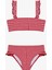 Kız Çocuk Gigham Kareli Fırfırlı Bandeau Bikini Takımı 1