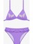Lila Kız Çocuk Butterfly Fırfırlı Üçgen Bikini Takım 1