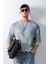 Erkek Super Oversize Desenli Triko T-Shirt Mavi 1