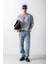 Erkek Super Oversize Desenli Triko T-Shirt Mavi 2