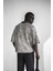 Erkek Düğmeli Polo Yaka Desenli Oversize Triko T-Shirt Siyah 2