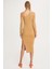 Kady Slim Fit Asimetrik Kol Taba Elbise 4