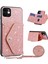 Apple Phone 11 6.1 Inç Pu Deri+Tpu Isplity Powder Telefon Kapak Üçgen Kart Tutucu Kickstand Telefon Kılıfı (Yurt Dışından) 1