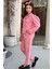 Kız Çocuk Kolsuz Penye Gömlek Cep Detaylı Blazer Ceket Kemerli Pantolon Pembe Alt Üst Takım 4