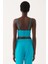 Ambers Slim Fit V-Yaka Turkuaz Renk Bluz 4