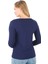 Kadın Bisiklet Yaka Viskon Likra Uzun Kollu Tişört-Lacivert 4
