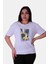 Çiçek Baskı Beyaz Kadın T-Shirt 1
