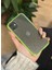 iPhone 11 Şeffaf Simli Yeşil Kenar Detaylı Silikon Kılıf 1