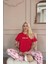 Kırmızı Amour Desenli Kısa Kollu Kadın Pijama Takımı 2