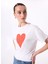 Bisiklet Yaka Baskılı Beyaz Kadın T-Shirt F5SL-TST0424 1