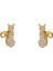 925 Ayar Gümüş Gold Çivili Kedi Küpe 5