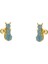 925 Ayar Gümüş Gold Çivili Mavi Taşlı Kedi Küpe 4