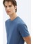 Indigo Düz Bisiklet Yaka T-Shirt 3