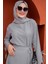 Anvelop Bağlamalı Etek Bluz Takım-Gri 2