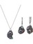 925 Ayar Gümüş Siyah Barok İnci Kolye Küpe İkili Set 1