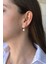 14 Ayar Altın 8 mm Oval Baget Taşlı Doğal İnci Sallantı Küpe Kolye İkili Set 5