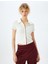 Fermuar Detaylı Slim Fit Drapeli Kısa Kollu Crop Tişört 3