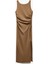 Drape Detaylı Kolsuz Yırtmaçlı Midi Boy Kayık Yaka Elbise 3