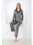 Kadın Uzun Kol V Yaka Viskon Antrasit Pijama Takımı C0T3N5O-048 1