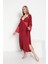 Kadın Bordo İnce Askılı Gecelik & Sabahlık Takım C5T4N4O-048 4