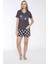 Kadın Kısa Kol Füme Şortlu Pijama Takım C7T4N7O-048 1