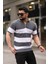 Antrasit Yarım Fermuarlı Polo Yaka Çizgili Triko T-Shirt 1