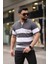 Antrasit Yarım Fermuarlı Polo Yaka Çizgili Triko T-Shirt 2