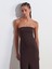 90758 Straplez Elbise-Koyu Kahve 3