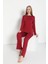 Kadın Uzun Kol Bisiklet Yaka Bordo Mürdüm Pijama Takımı C9T3N5O-048 3