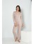 Kadın Uzun Kol Bisiklet Yaka Viskon Taş Pijama Takımı C9T3N5O-048 1