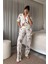 Renkli Yaprak Desenli Penye Pijama Takımı 1