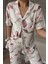 Renkli Yaprak Desenli Penye Pijama Takımı 5