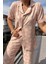 Pudra Önden Düğmeli Pijama Takımı 3