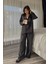 Siyah Parlak Desenli Pijama Takımı 3