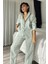 Mint Yeşili Çizgi Dokulu 3'lü Pijama Takımı 3