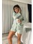 Mint Yeşili Çizgi Dokulu 3'lü Pijama Takımı 4