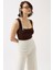Kare Yaka Kalın Askılı Kahverengi Bodysuit 3